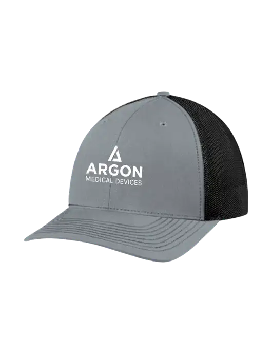 Richardson Adjustable Snapback Original 112 Trucker Cap Heather Grey w/Black Mesh w/Argon Medical Devices Logo