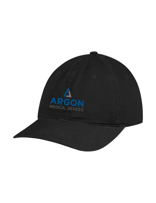 Garment Washed Unstructured Twill Black Cap w/Argon Medical Devices Logo