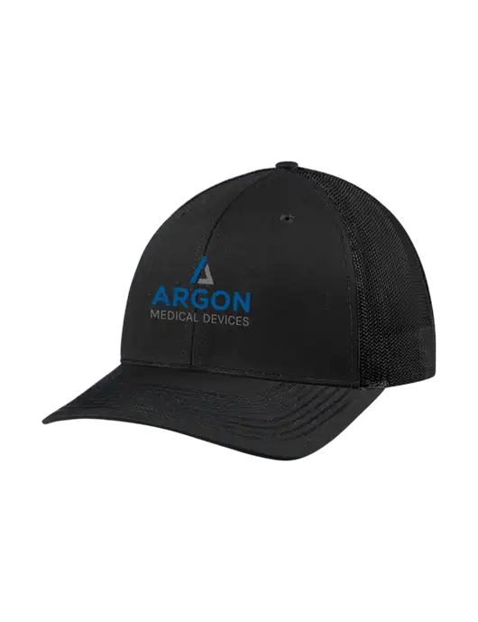 Richardson Adjustable Snapback Original 112 Trucker Cap Black w/Black Mesh w/Argon Medical Devices Logo