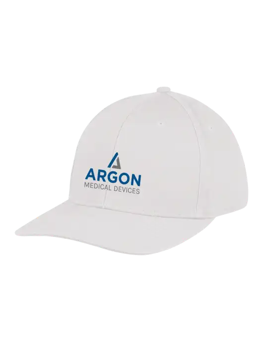 Premium Modern Structured Twill White Snapback Cap w/Argon Medical Devices Logo