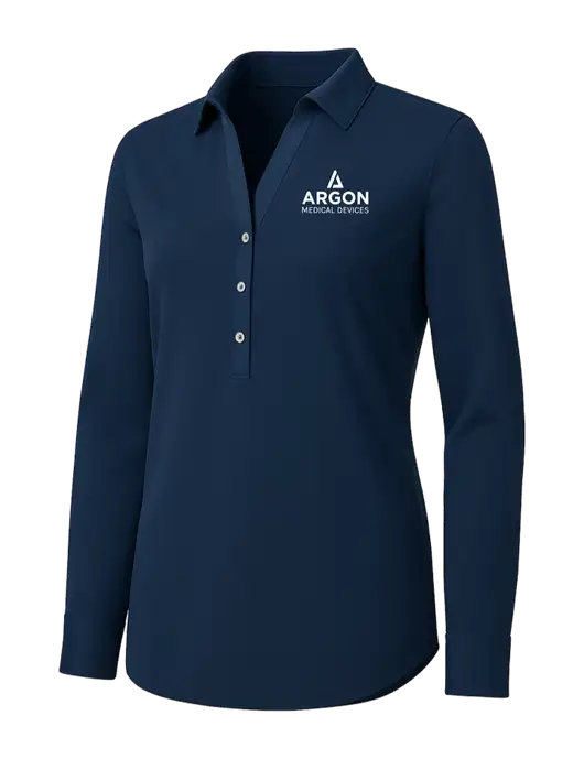 Womens Navy City Stretch Shirt w/Argon Medical Devices Logo