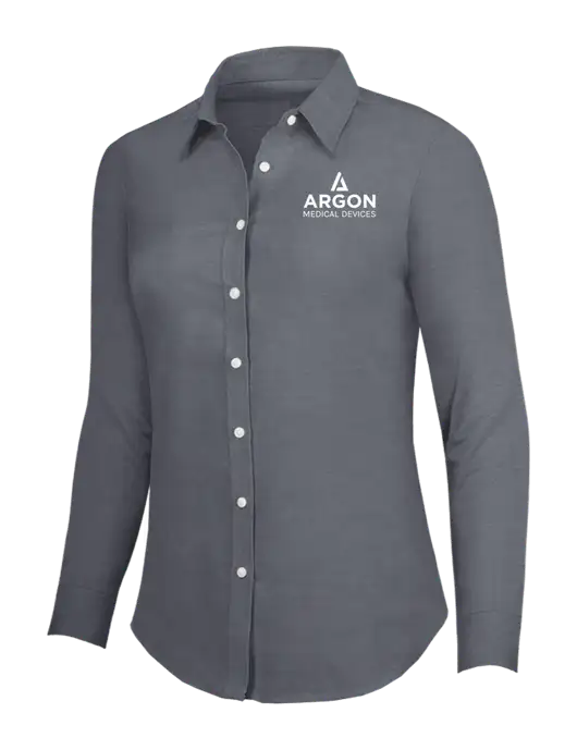 Dark Grey Womens SuperPro Oxford Shirt w/Argon Medical Devices Logo