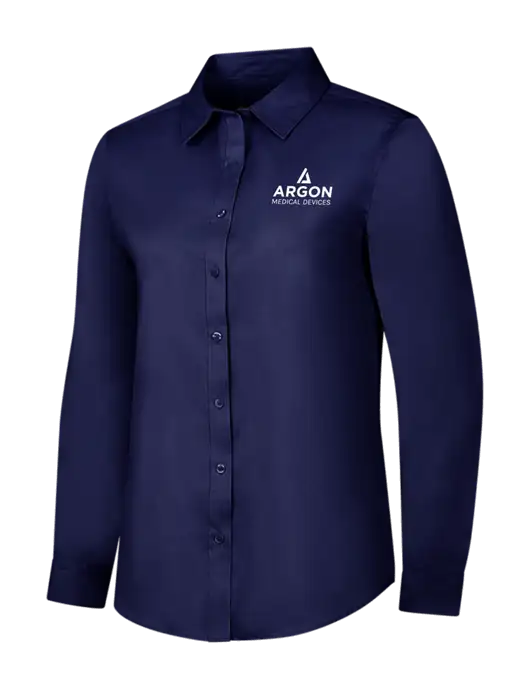 Navy Womens Long Sleeve Superpro React Twill Shirt w/Argon Medical Devices Logo