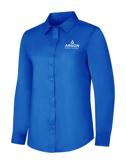 Womens Long Sleeve Royal Blue Superpro React Twill Shirt w/Argon Medical Devices Logo