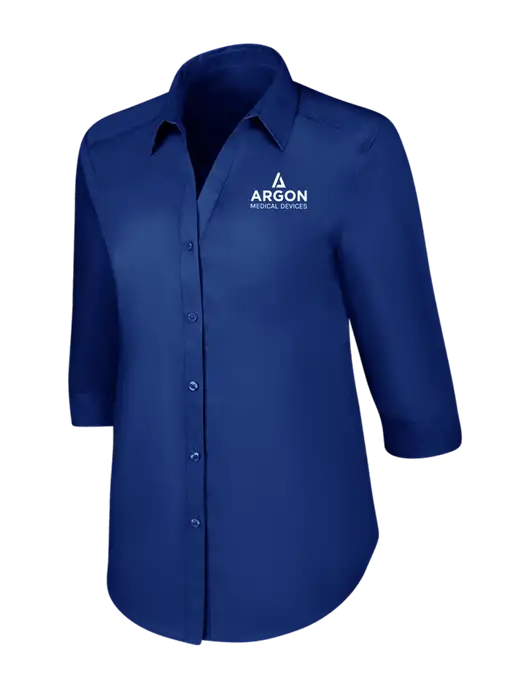 Womens Royal 3/4 Sleeve Carefree Poplin Shirt w/Argon Medical Devices Logo