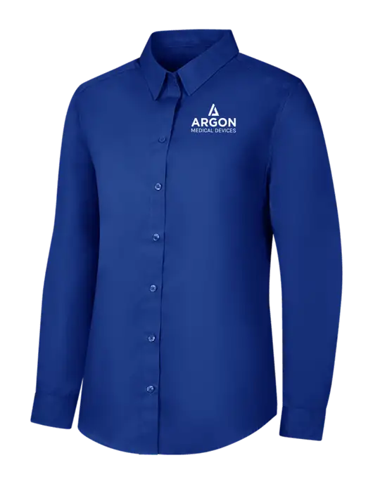 Womens Royal Long Sleeve Carefree Poplin Shirt w/Argon Medical Devices Logo