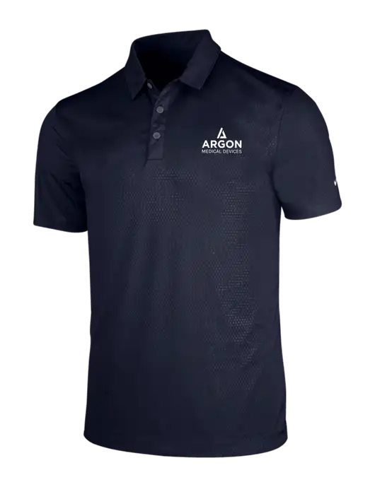 NIKE Dark Navy Dri-Fit Embossed Tri-Blade Polo w/Argon Medical Devices Logo