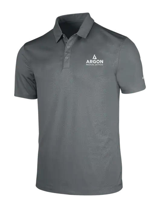 NIKE Medium Grey Dri-Fit Embossed Tri-Blade Polo w/Argon Medical Devices Logo
