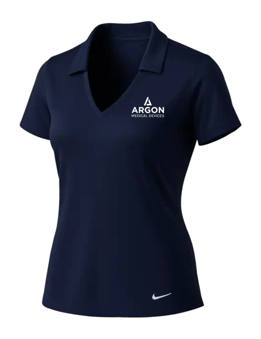 NIKE Dark Navy Womens Dri-Fit Vertical Mesh Polo w/Argon Medical Devices Logo