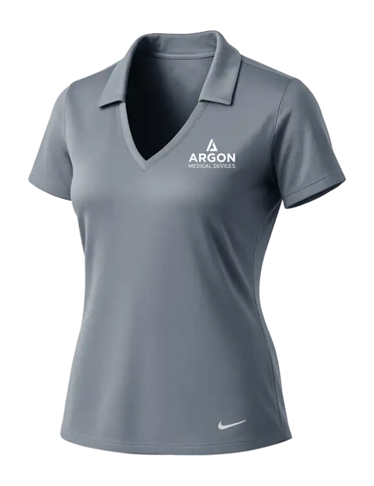NIKE Medium Grey Womens Dri-Fit Vertical Mesh Polo w/Argon Medical Devices Logo