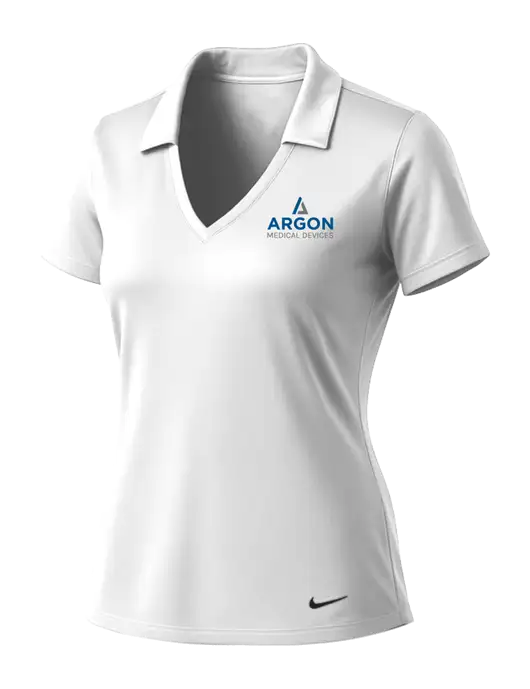 NIKE White Womens Dri-Fit Vertical Mesh Polo w/Argon Medical Devices Logo
