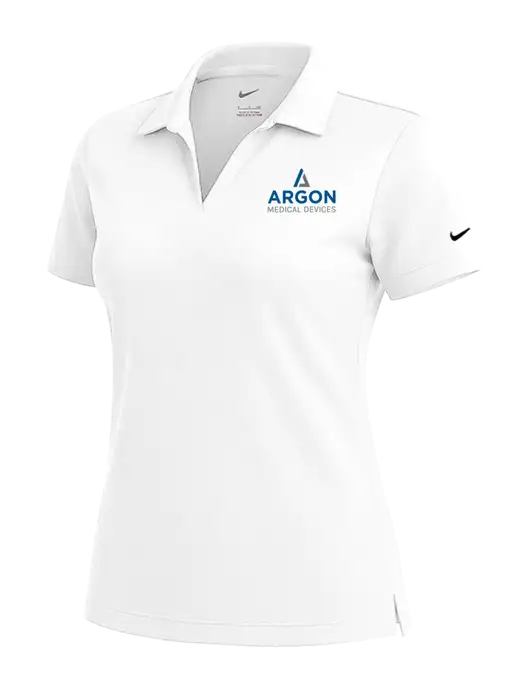 NIKE White Womens Dri-Fit Micro Pique Polo w/Argon Medical Devices Logo