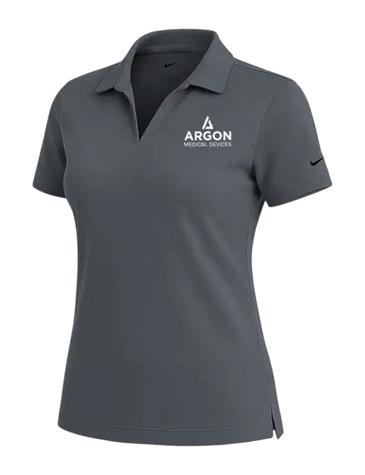 NIKE Dark Grey Womens Dri-Fit Micro Pique Polo w/Argon Medical Devices Logo