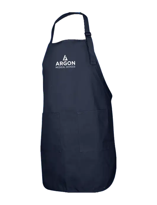 Full-Length Navy Apron With Pockets w/Argon Medical Devices Logo