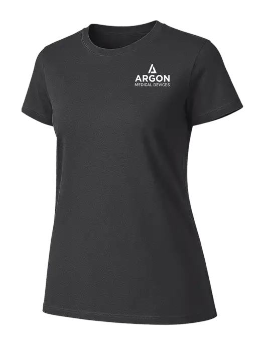 Womens Ring Spun Charcoal 4.5 oz T-Shirt w/Argon Medical Devices Logo