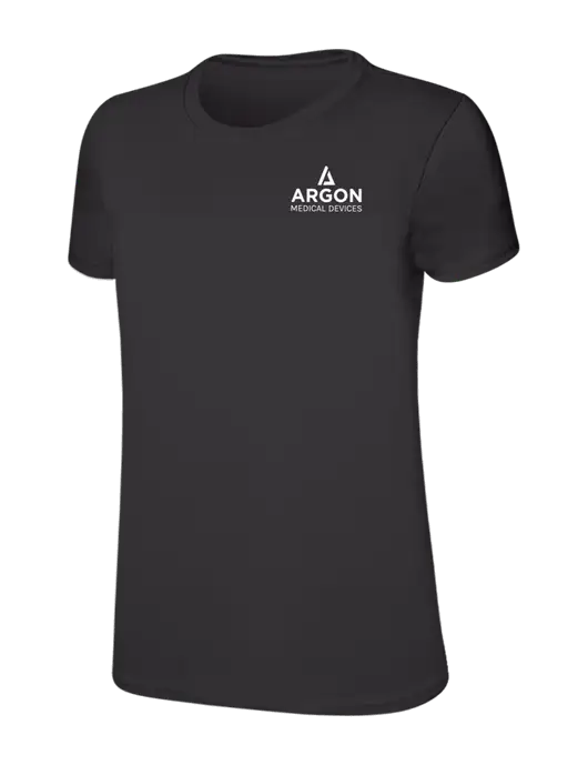 Womens Ring Spun Charcoal 4.5 oz T-Shirt w/Argon Medical Devices Logo