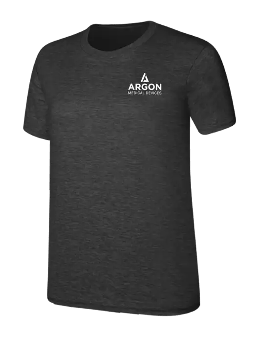 Womens Ring Spun Dark Heather Grey 4.5 oz T-Shirt w/Argon Medical Devices Logo