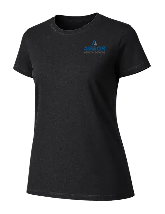 Womens Ring Spun Jet Black 4.5 oz T-Shirt w/Argon Medical Devices Logo