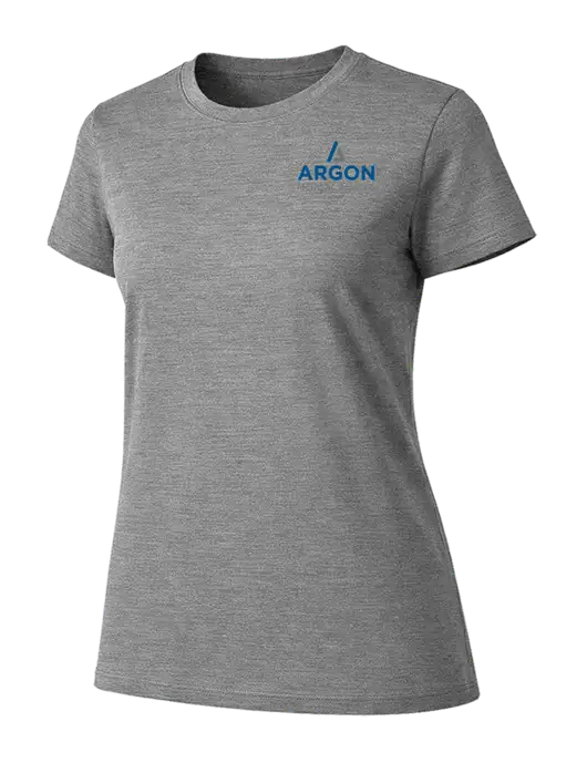 Womens Ring Spun Light Grey Heather 4.5 oz T-Shirt w/Argon Medical Devices Logo