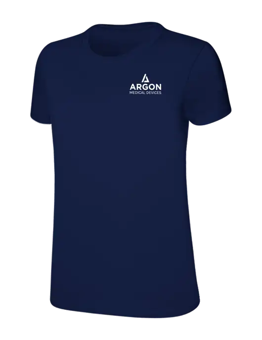 Womens Ring Spun Navy 4.5 oz T-Shirt w/Argon Medical Devices Logo