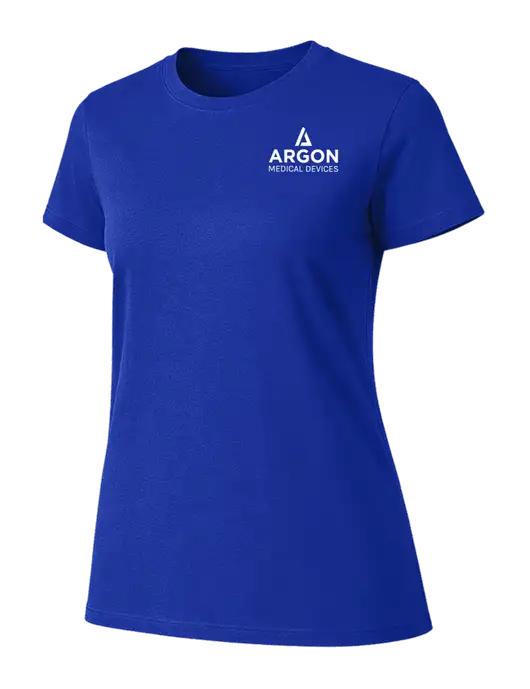 Womens Ring Spun Royal 4.5 oz T-Shirt w/Argon Medical Devices Logo