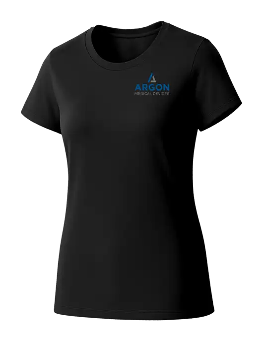 Womens Seriously Soft Black T-Shirt w/Argon Medical Devices Logo