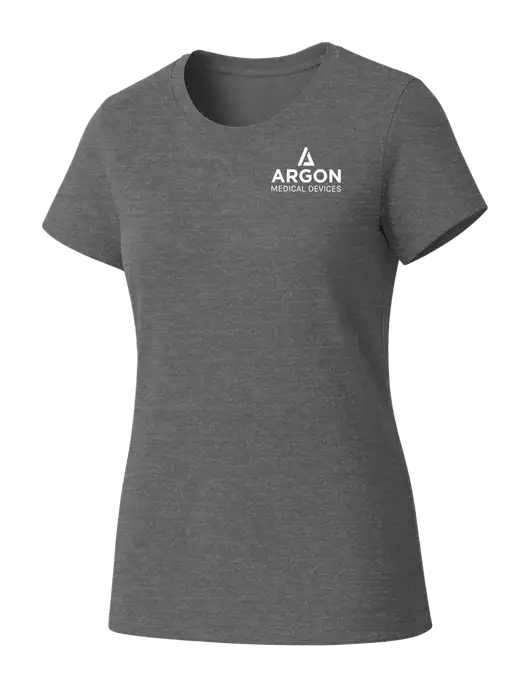 Womens Seriously Soft Grey Frost T-Shirt w/Argon Medical Devices Logo
