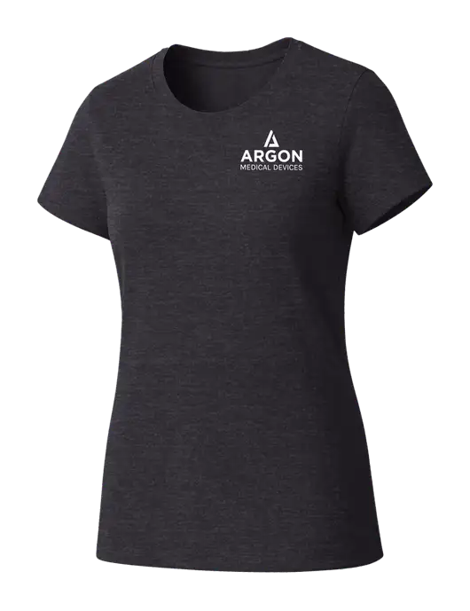 Womens Seriously Soft Heathered Charcoal T-Shirt w/Argon Medical Devices Logo