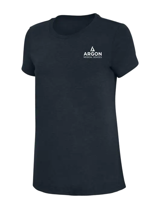 Womens Simply Soft Navy 4.5oz Poly/Combed Ring Spun Cotton T-Shirt w/Argon Medical Devices Logo