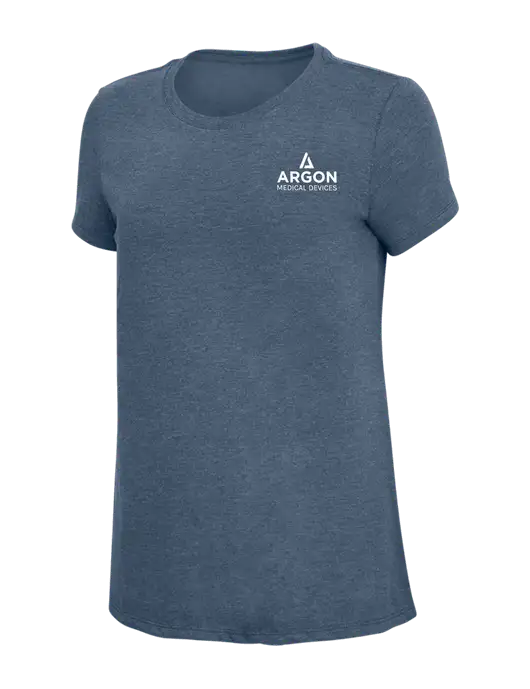 Womens Simply Soft Navy Frost 4.5oz  Poly/Combed Ring Spun Cotton T-Shirt w/Argon Medical Devices Logo