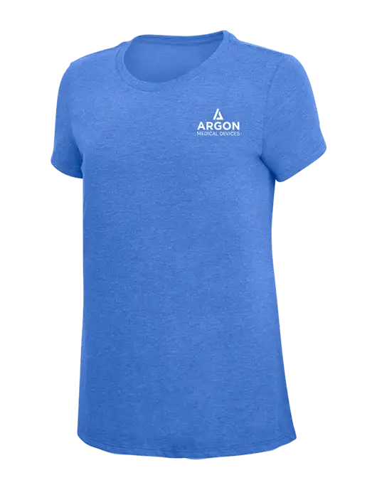 Womens Simply Soft Royal Frost 4.5oz  Poly/Combed Ring Spun Cotton T-Shirt w/Argon Medical Devices Logo