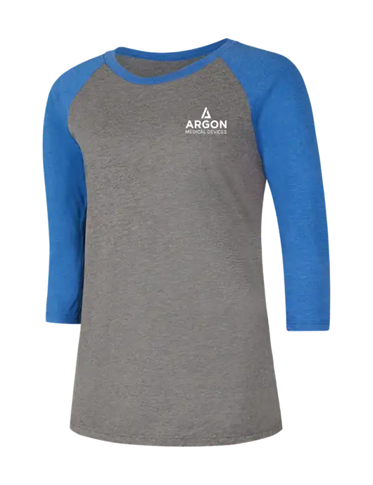 Womens Simply Soft 3/4 Sleeve Royal Frost/Grey Ring Spun Cotton T-Shirt w/Argon Medical Devices Logo