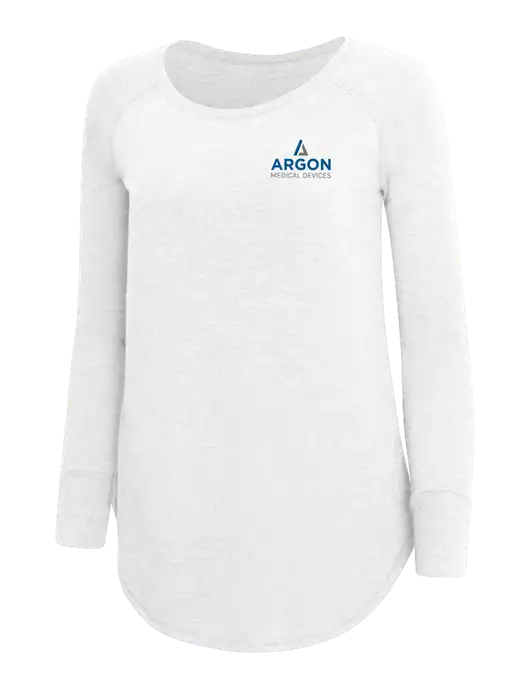 Womens Perfect Wide Collar Tunic Tri-Blend White 4.5 oz T-Shirt w/Argon Medical Devices Logo