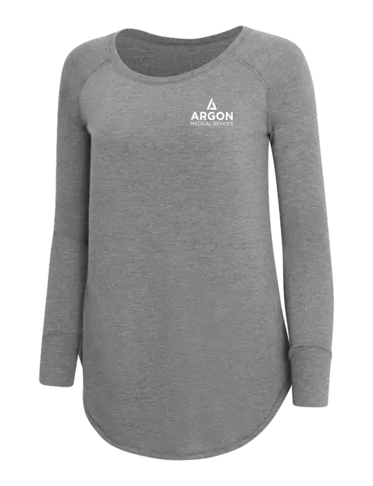 Womens Perfect Wide Collar Tunic Tri-Blend Grey Frost 4.5 oz T-Shirt w/Argon Medical Devices Logo