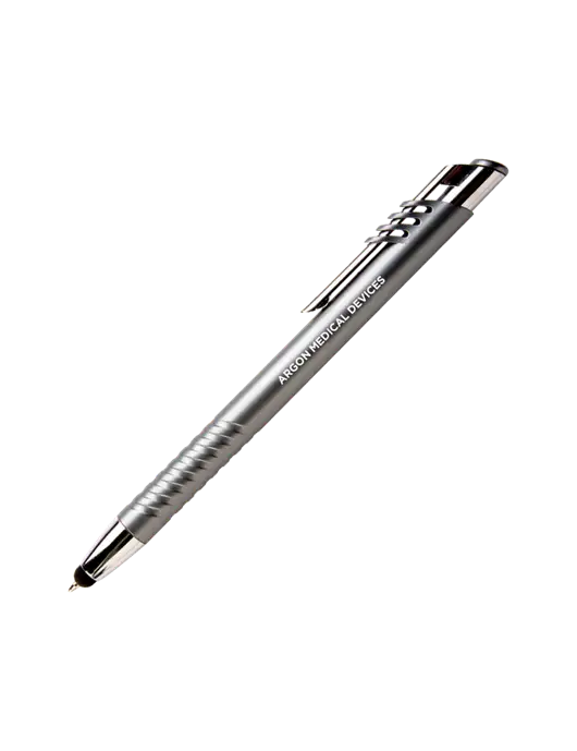 Schirhart Grey Stylus Pen - Blue Ink w/Argon Medical Devices Logo