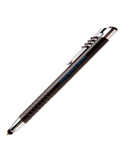 Schirhart Black Stylus Pen - Blue Ink w/Argon Medical Devices Logo