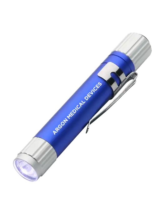 Blue Aluminum LED Penlight w/Argon Medical Devices Logo