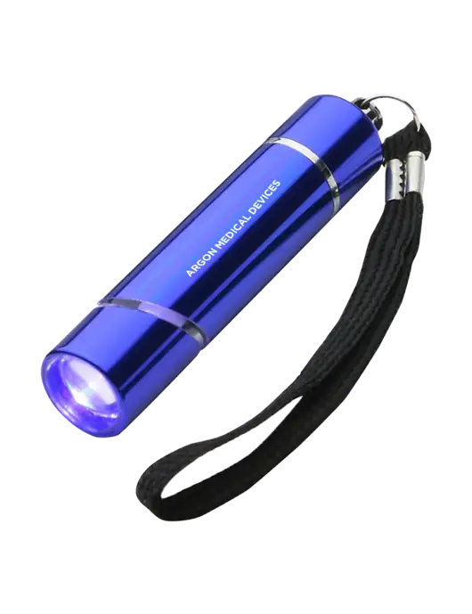 Blue Aluminum Scope LED Flashlight w/Argon Medical Devices Logo