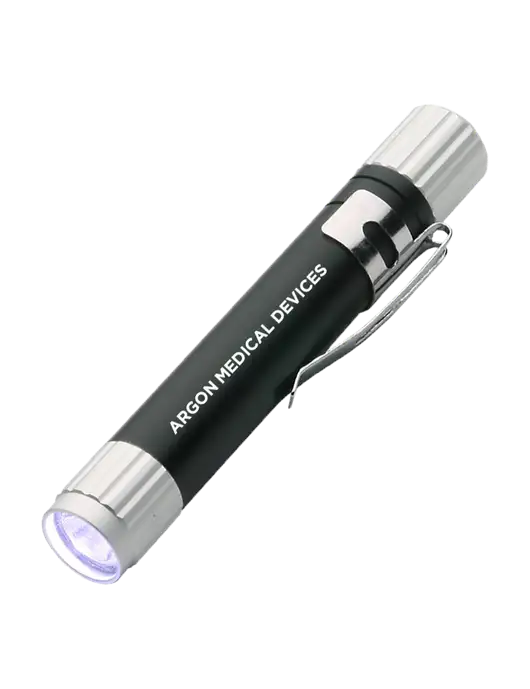 Black Aluminum LED Penlight w/Argon Medical Devices Logo