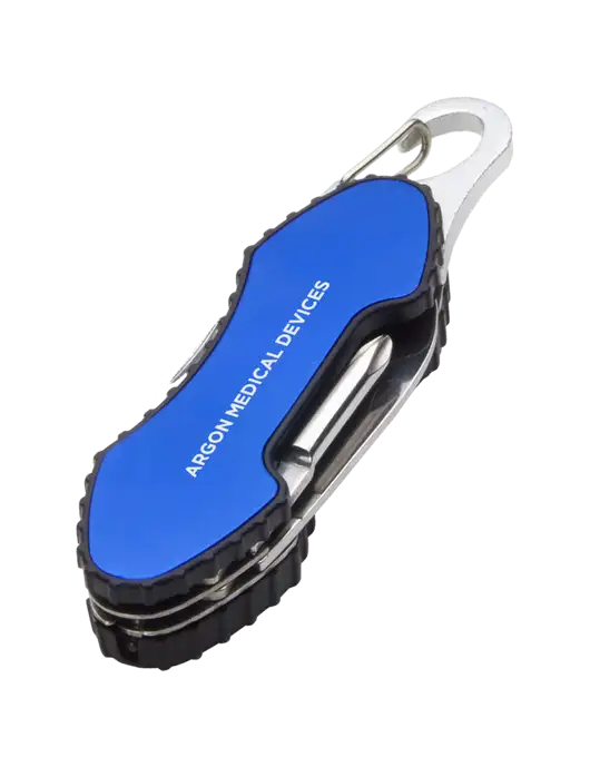 Blue 6 in 1 Tool with Carabiner w/Argon Medical Devices Logo