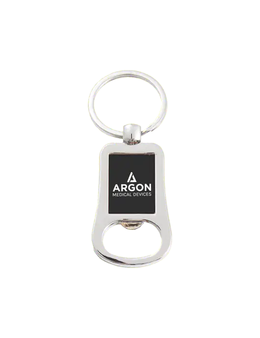 Silver & Black Bottle Opener Keychain w/Argon Medical Devices Logo