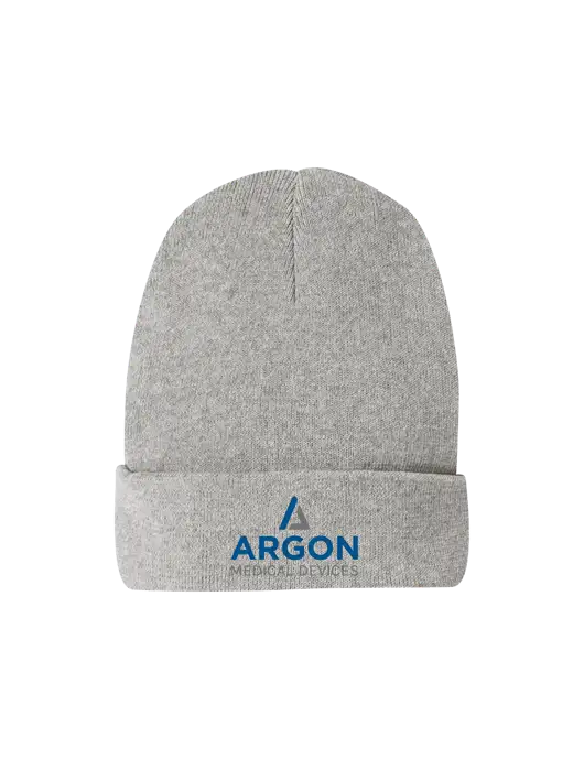 Recycled Light Heather Grey Beanie w/Argon Medical Devices Logo
