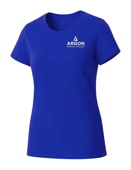 Womens Seriously Soft Royal T-Shirt w/Argon Medical Devices Logo