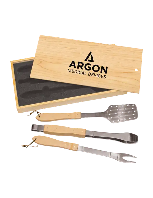 Wood BBQ Gift Set w/Argon Medical Devices Logo