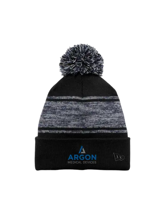 New Era Black/Navy Knit Chilled Pom Beanie w/Argon Medical Devices Logo