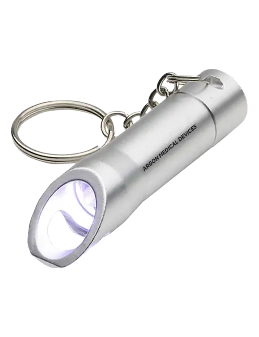 Silver Pocket LED Flashlight with Bottle Opener & Keychain w/Argon Medical Devices Logo