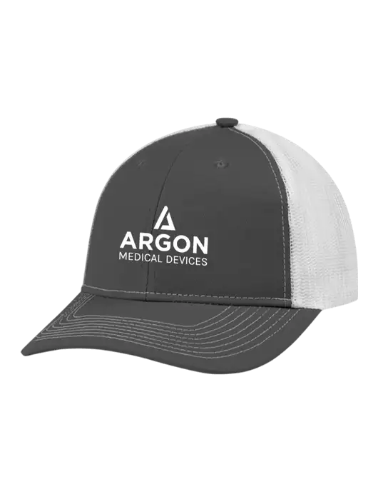Snapback Ponytail Trucker Cap Dark Grey w/White Mesh w/Argon Medical Devices Logo